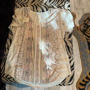 Floral Beige Short Sleeve Top